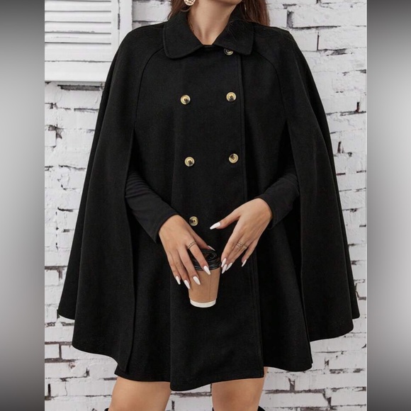 Luxe button up double breasted cape coat - Picture 16 of 16